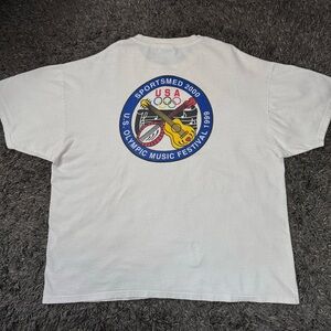 Vintage U.S. Olympic Music Festival 1999 Sportsmed 2000 White Boxy T-shirt